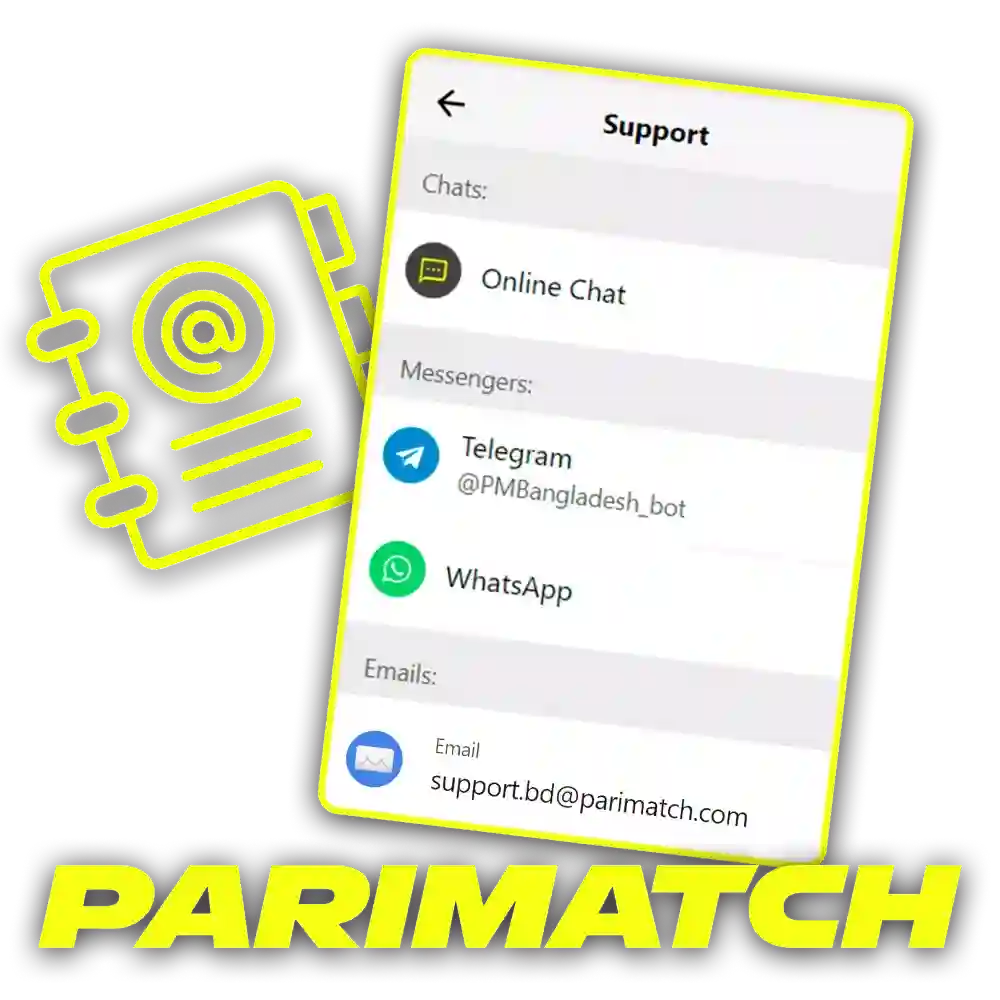 Contact Parimatch official support anytime via email, phone, chat, or Telegram.